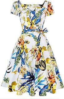 Women's Classic Tea Dress Short Sleeve Swing Cocktail Party Dresses with Pockets - Buy now