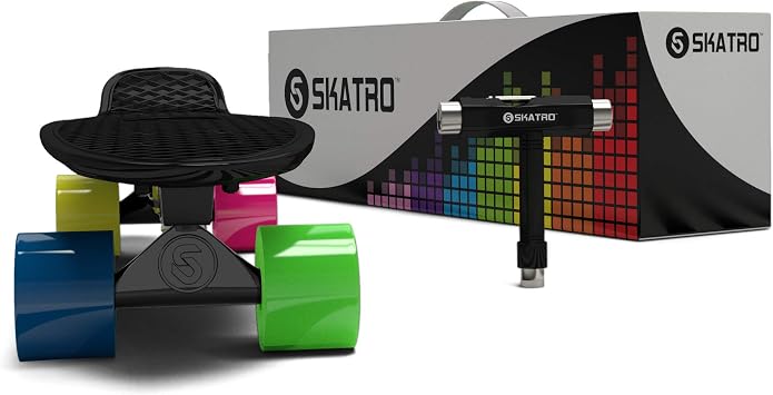 Skatro Mini Cruiser Skateboard. 22x6inch Retro Style Plastic Board  Complete