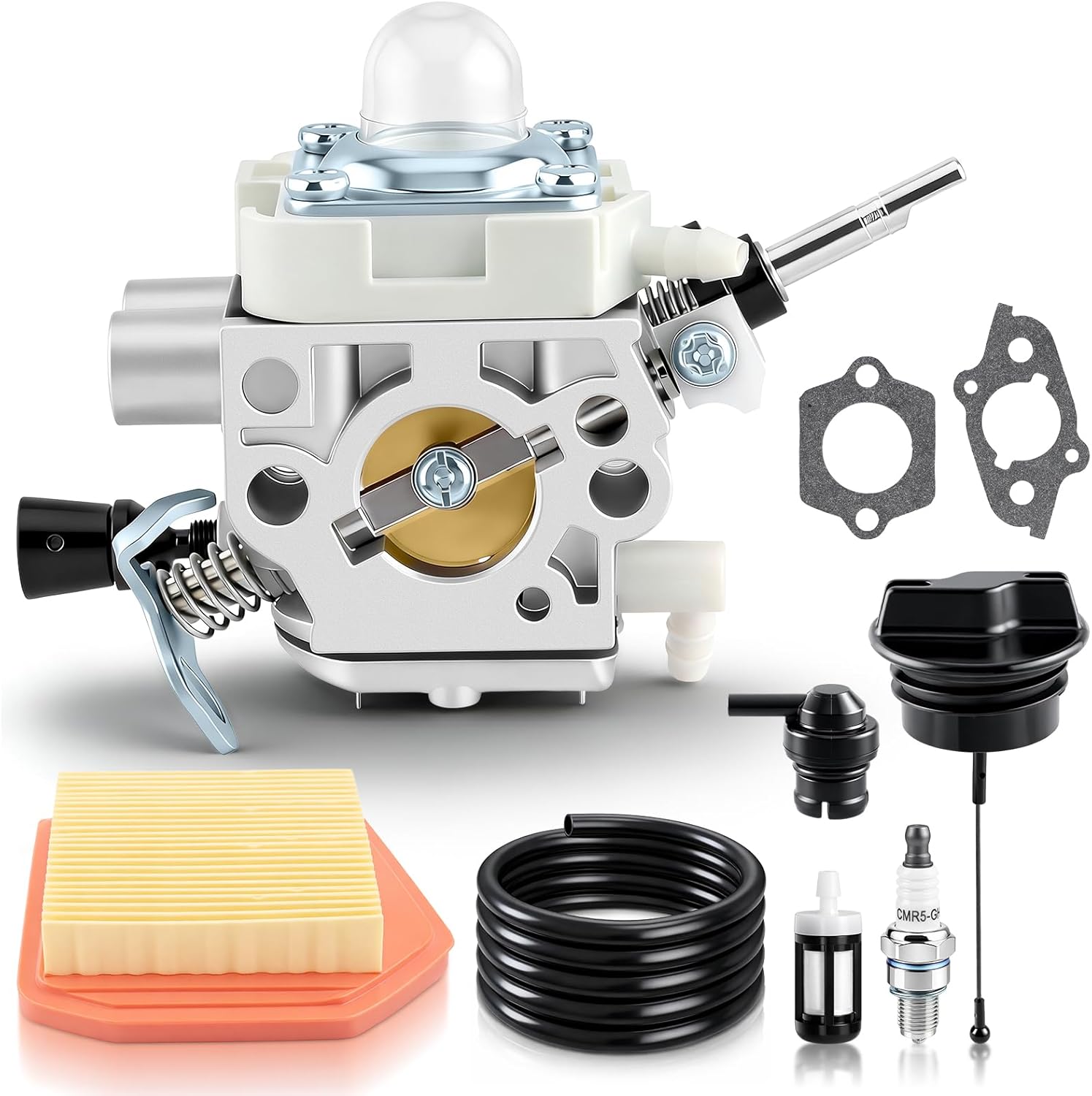 FS240 Carburetor for Stihl FS240R FS240RC FS260 FS260R FS260RC FS340 FS360 FS410 Trimmer Brushcutter, Replace 4147-120-0625, 4147 120 0625, 41471200625, with 4147 141 0300 Air Filter Turn Up Kits