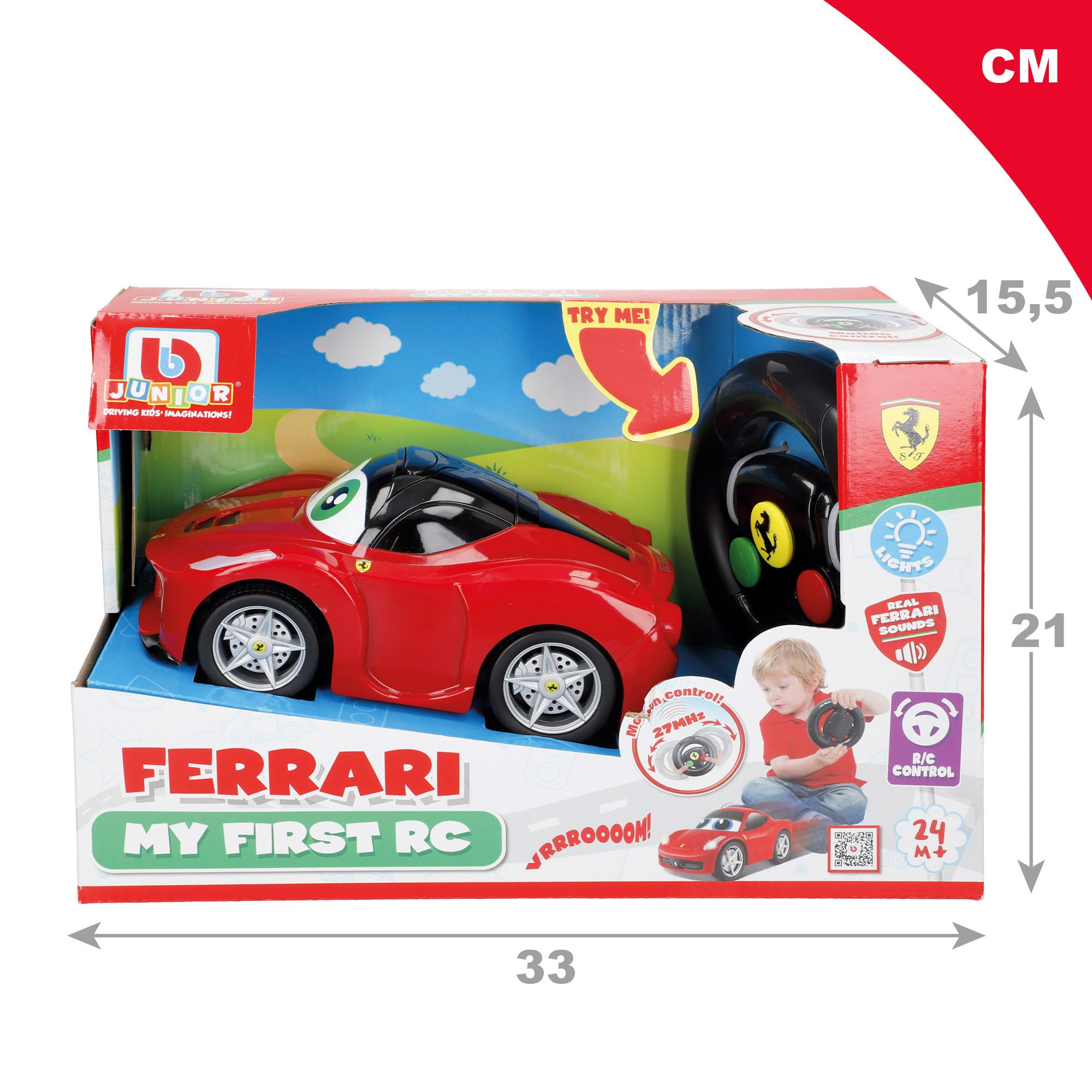 Bburago Maisto Francja – 91000 – My First RC Ferrari z kierownicą Gyro/model losowy czerwony