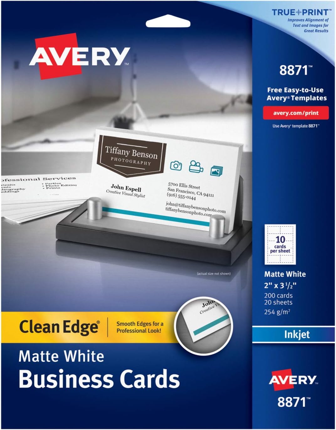Amazon.com : Avery Clean Edge Printable Business Cards with Sure Feed ...