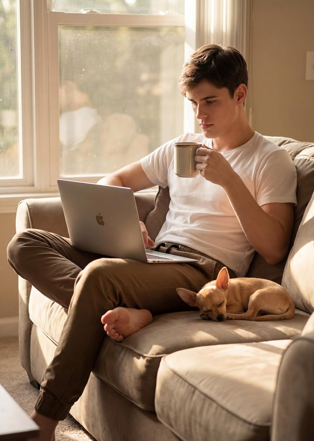 ITALYMORN Khaki Chino Joggers for Men Twill Stretch Casual Pants with Pockets - Image 5