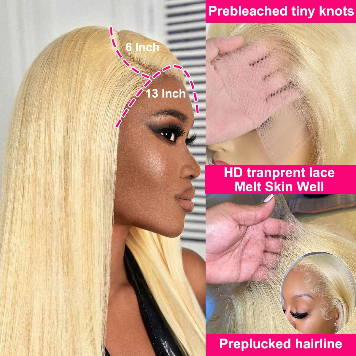 Lemo beauty 613 Lace Front Wig Human Hair 613 Hd Lace Frontal Wig 13x6 Straight Human Hair 613 180 density 13x6 frontal wig Pre Plucked Bleached Knots Lace Front Wig 613 human hair wig 20 inch