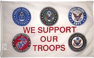 PringCor WE Support Our Troops Flag Banner Military Veteran Navy AIR Army Marine Coast US