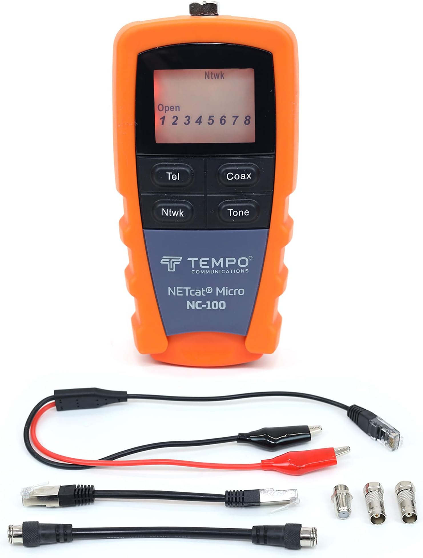TEMPO NC-100 NETcat Micro Wiring Test Tool, Ethernet Coax Testing, Digital Cable Tester for Voice, Data, Video, Coax, Ethernet (NC-100)