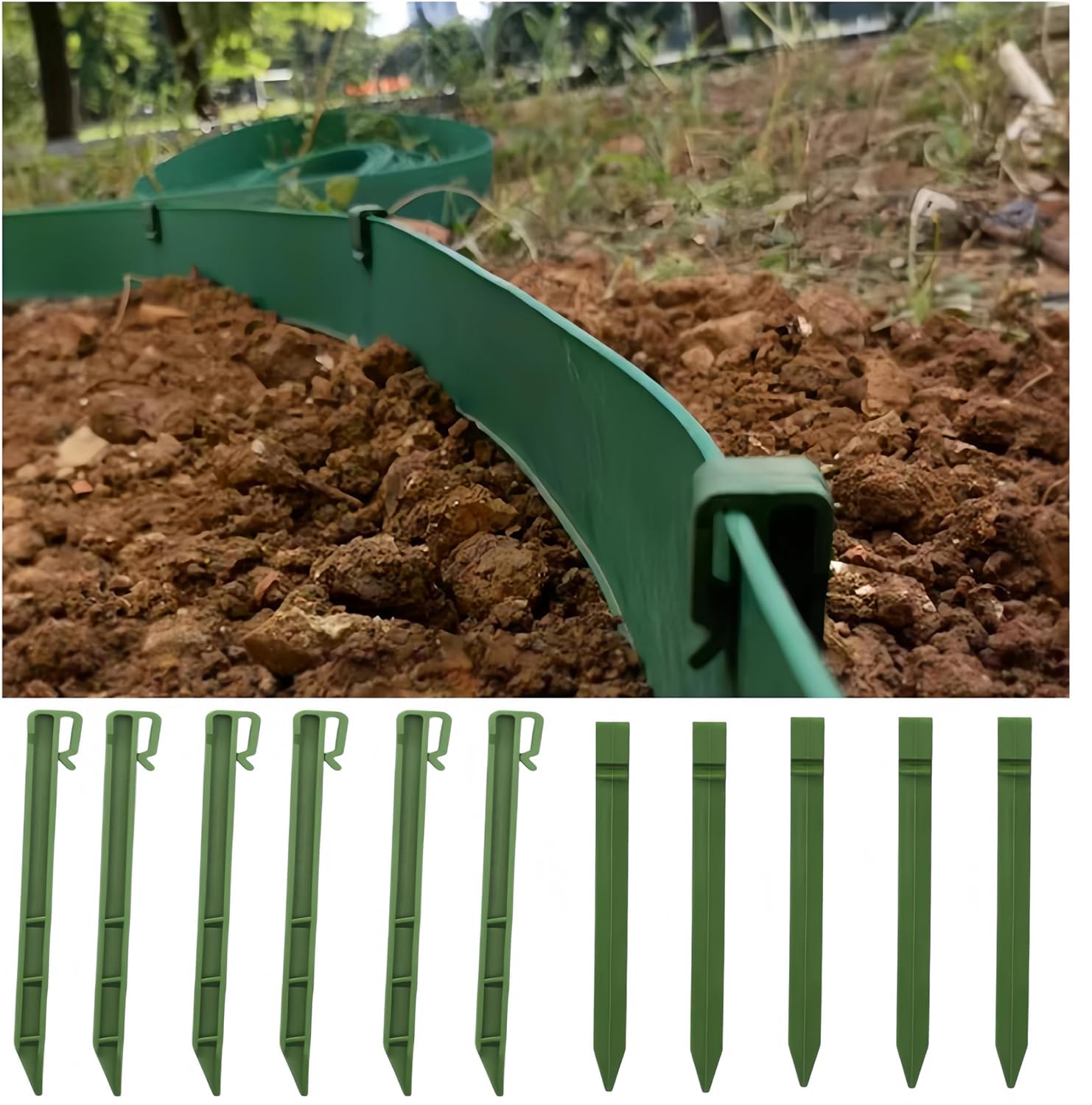 Confezione da 30 picchetti per bordi paesaggistici, CAASFOOY 24,5 cm, picchetti di ancoraggio in plastica, per bordi di terrazze e tende da giardino (verde)
