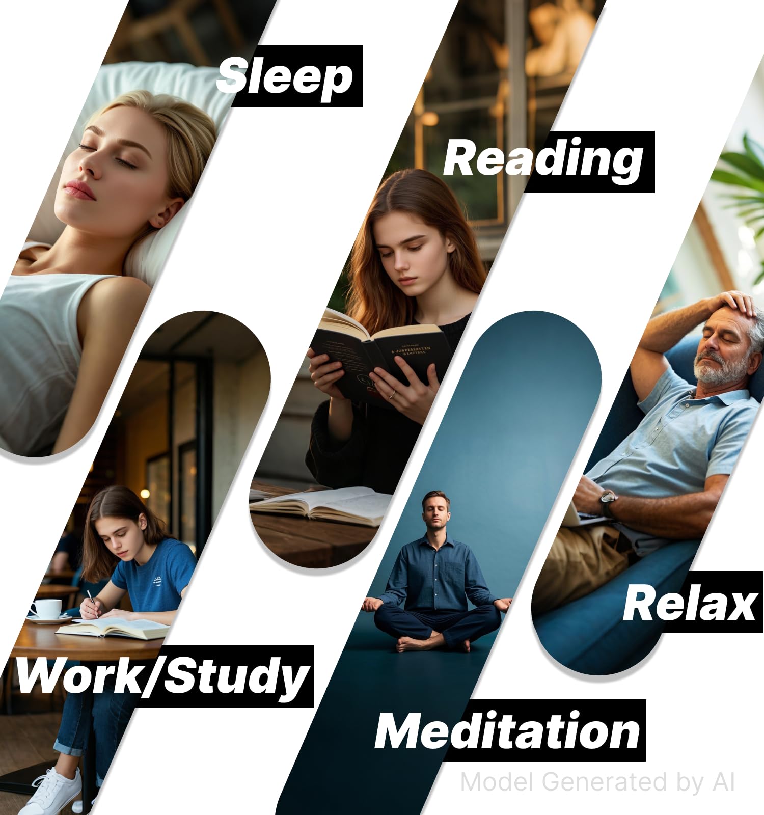 Hmusic Cuffie Bluetooth Sleep con archetto da collo, auricolari wireless per dormire, 12+ ore di riproduzione, auricolari in morbido silicone con microfono per insonnia, dormire, russare, rilassamento