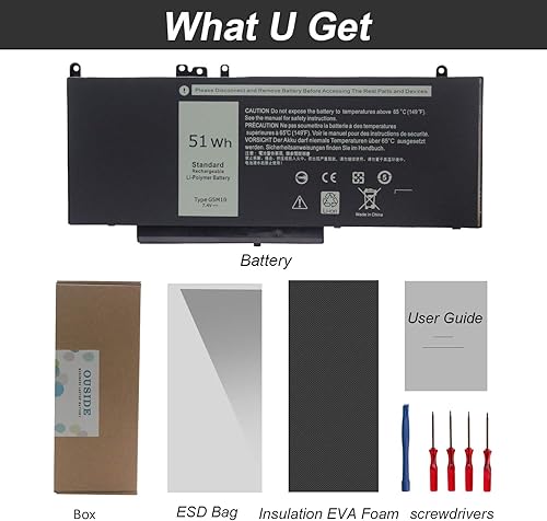 Miniatura 6 de Batería G5M10 R0TMP compatible con Dell LatitudeE5450 E5550 7V69Y 6MT4T R9XM9 WYJC2 1KY05 8V5GX 79VRK TXF9M WYJC2 0WYJC2 08V5GX Batería para