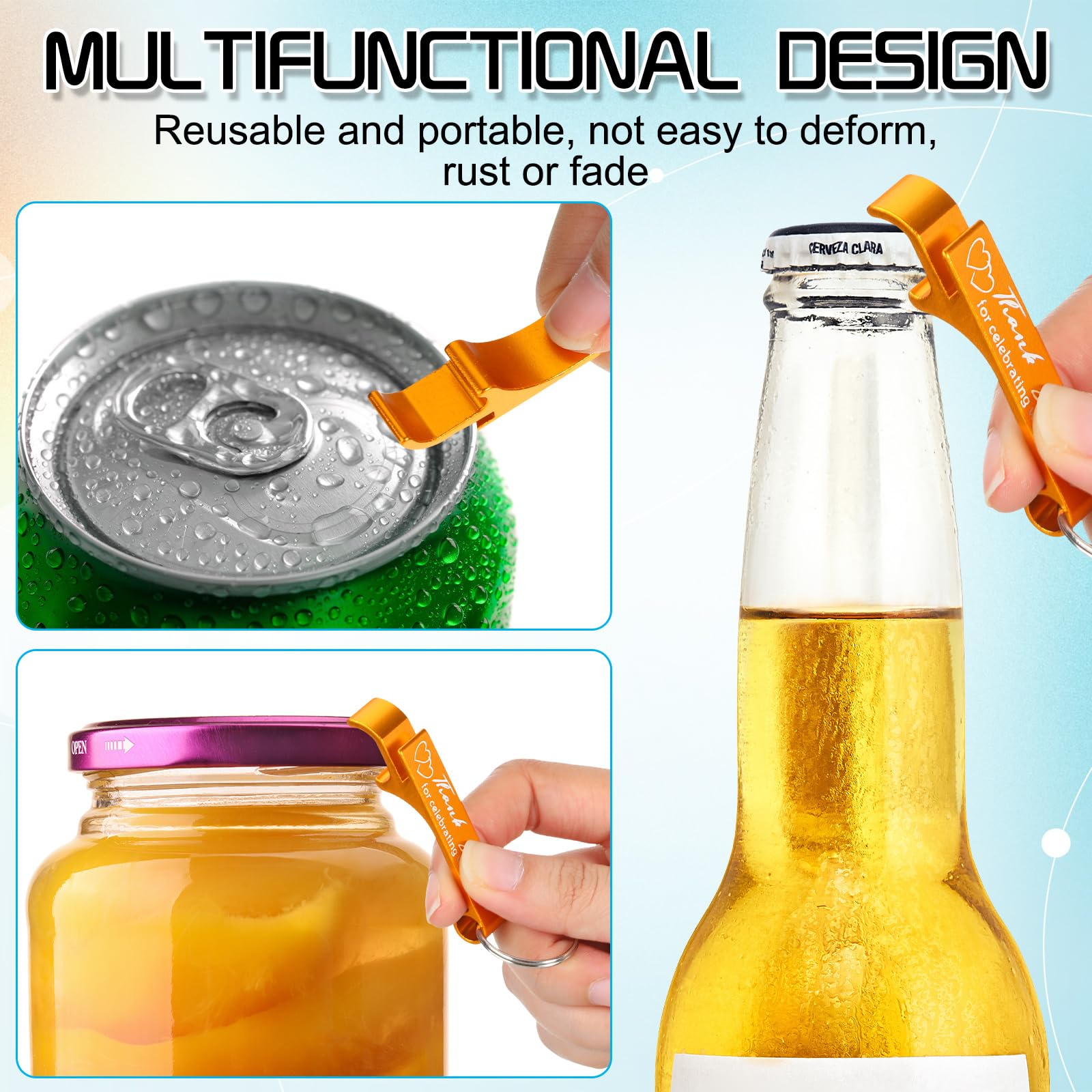 Dandat 100 portachiavi apribottiglie, bomboniere di ringraziamento per gli ospiti, apribottiglie in alluminio per vino, birra, regalo per ospiti di nozze, per feste di compleanno, baby shower, laurea,