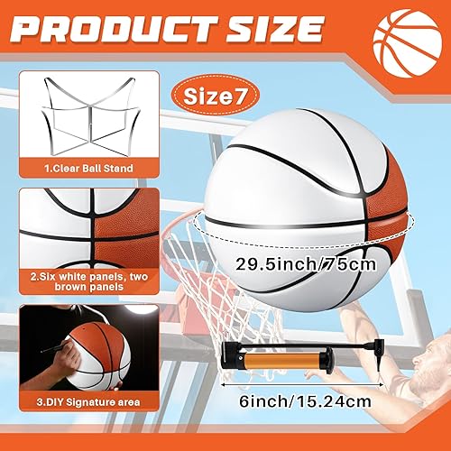 Miniatura 2 de Hiboom Autograph Baloncesto con soporte de bola acrílica, firma de operación, panel de bola de autógrafo, firma en blanco, oficial para regalo de