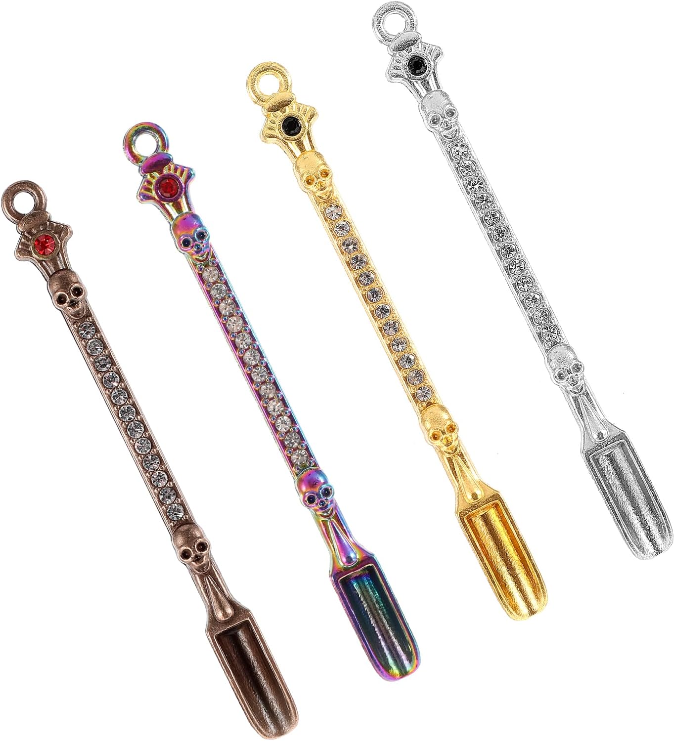 Lusofie 4 Pcs Metal Mini Spoons With Crystal Tiny Shovel