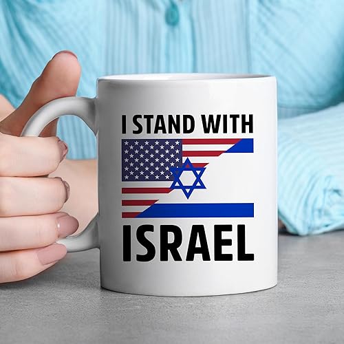 Miniatura 3 de TODOLIA -11Oz- Taza de café con texto en inglés "I Stand With Israel, Orgullosos israelíes, taza de té de Israel, regalo de partidario hebreo de