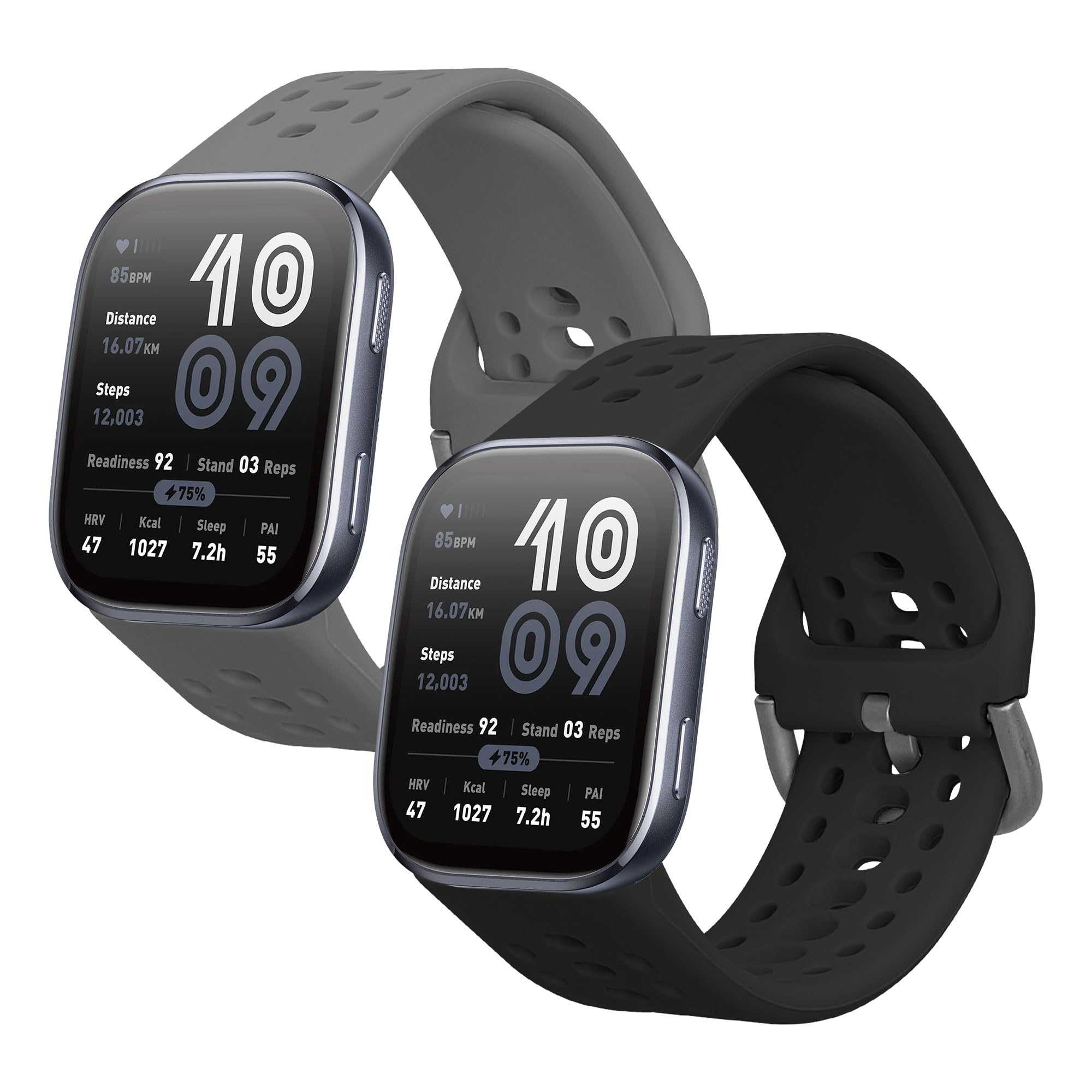kwmobile Pulsera compatible con Huami 22mm Amazfit Bip 6 / Bip 5 Unity/Bip 5 / GTS 3 / Balance 2 / Helio Strap correa - 2x Correas de silicona flexible - Tamaño ajustable