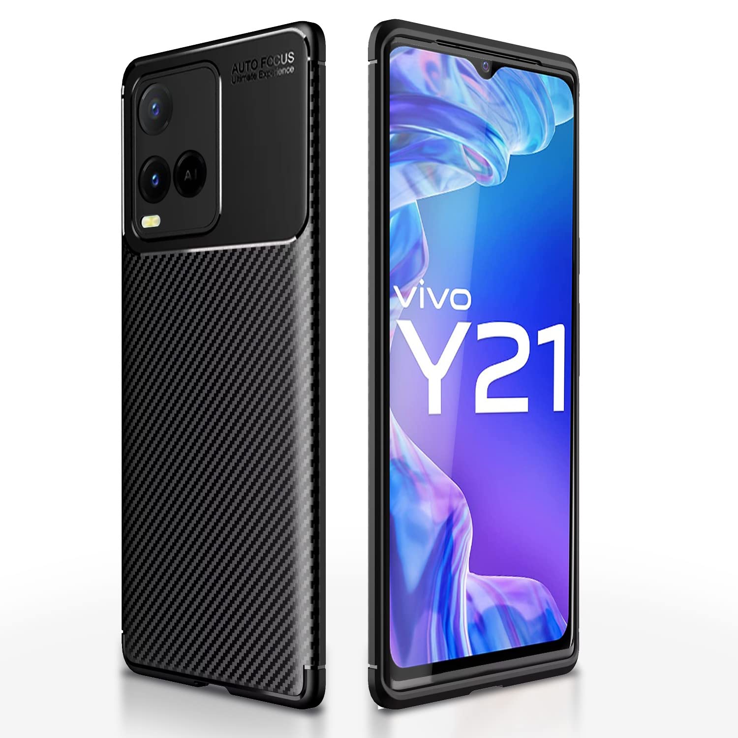 Pikkme Vivo Y33s / Vivo Y21 (2021) Back Cover | Rugged Carbon Fiber | Shock Proof | Matte Soft Silicon Flexible | Back Case for Vivo Y33s / Vivo Y21 (2021) (Black) (B0BXQSX5WB) Amazon Price History, Amazon Price Tracker