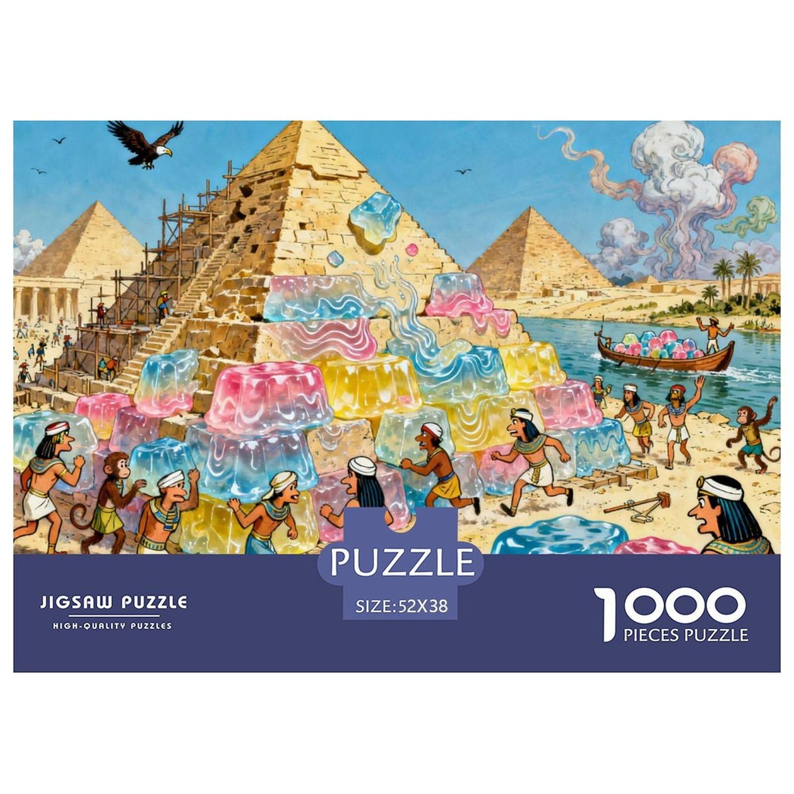 Ancient Egyptian Pyramid Construction Wooden Jigsaw Puzzle Waterproof 1000 Piece Puzzles for Adults Gifts Colourful Challenging Games