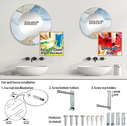 Miniatura 4 de DesignQ Abstract Geode White I - Espejo de tocador, espejos de baño, espejos de pared para sala de estar, dormitorio, espejo redondo, grande, 24 x