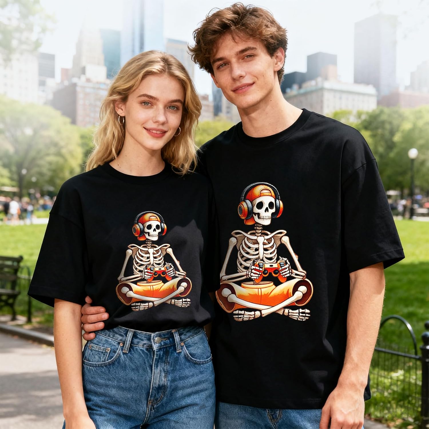 Skeleton Gamer T-Shirt for Men & Women, Video Game Tshirt, Funny Skeleton Shirt Graphic Tee for Casual Wear image 5