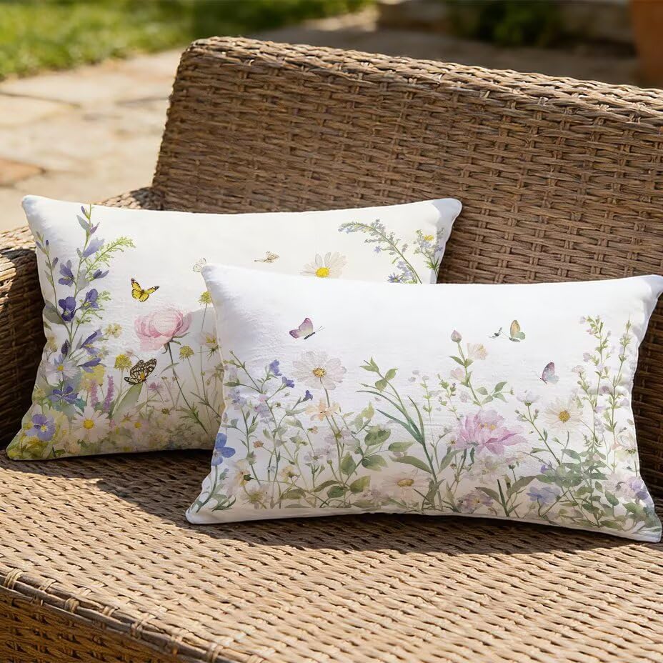 2 Housses de coussin de jardin 80x100 cm blanc M-P736
