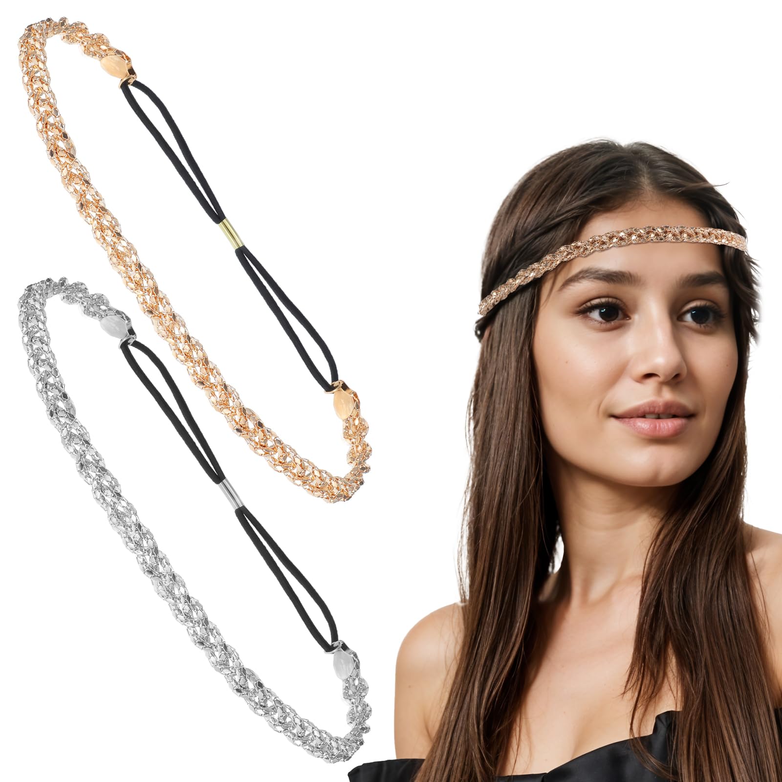 Xindojuz 2 PCS Rhinestone Headband