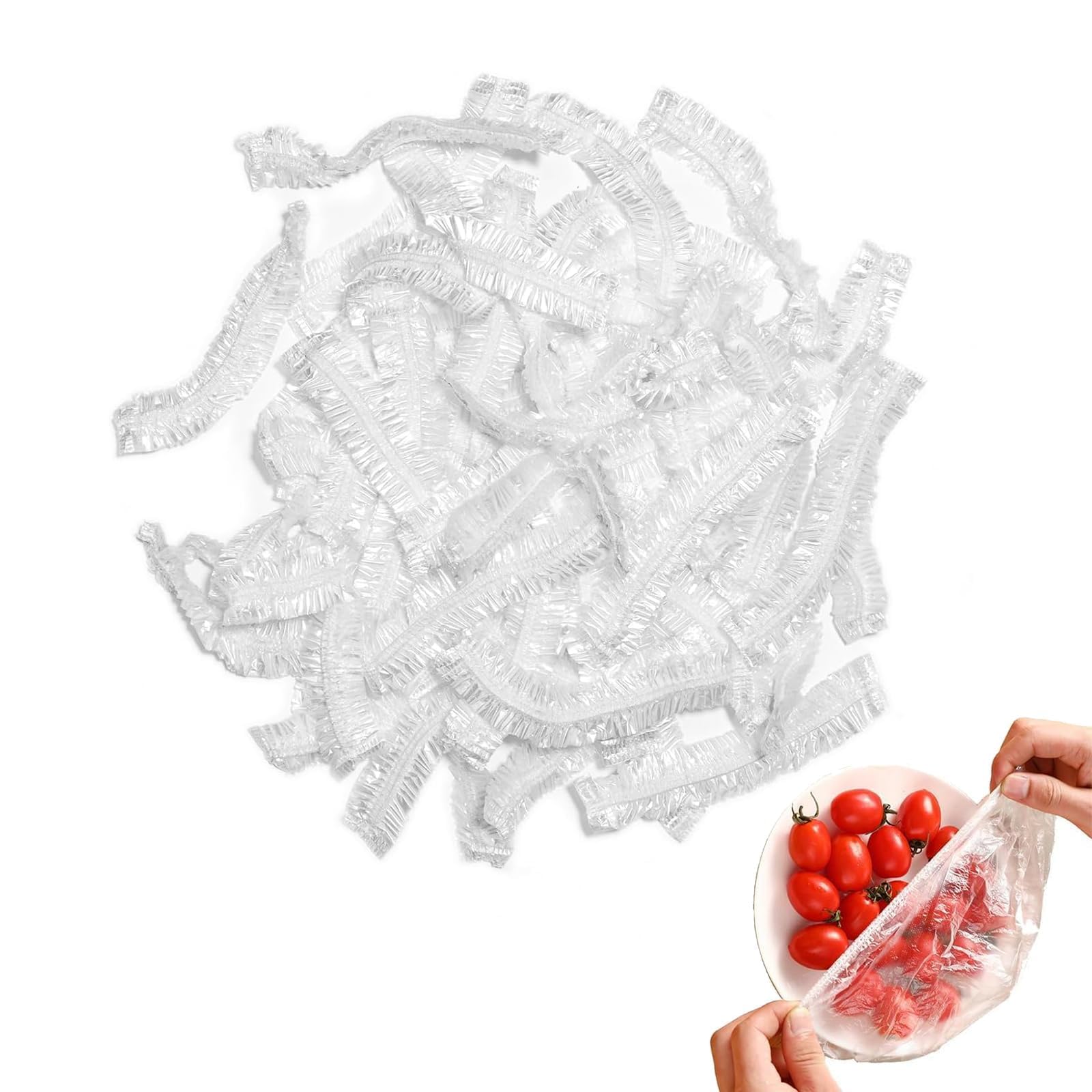 300PCS Stretch Food Covers - Plastic Fresh Keeping Bags for Fruit, Vegetable, Meat, Preservation