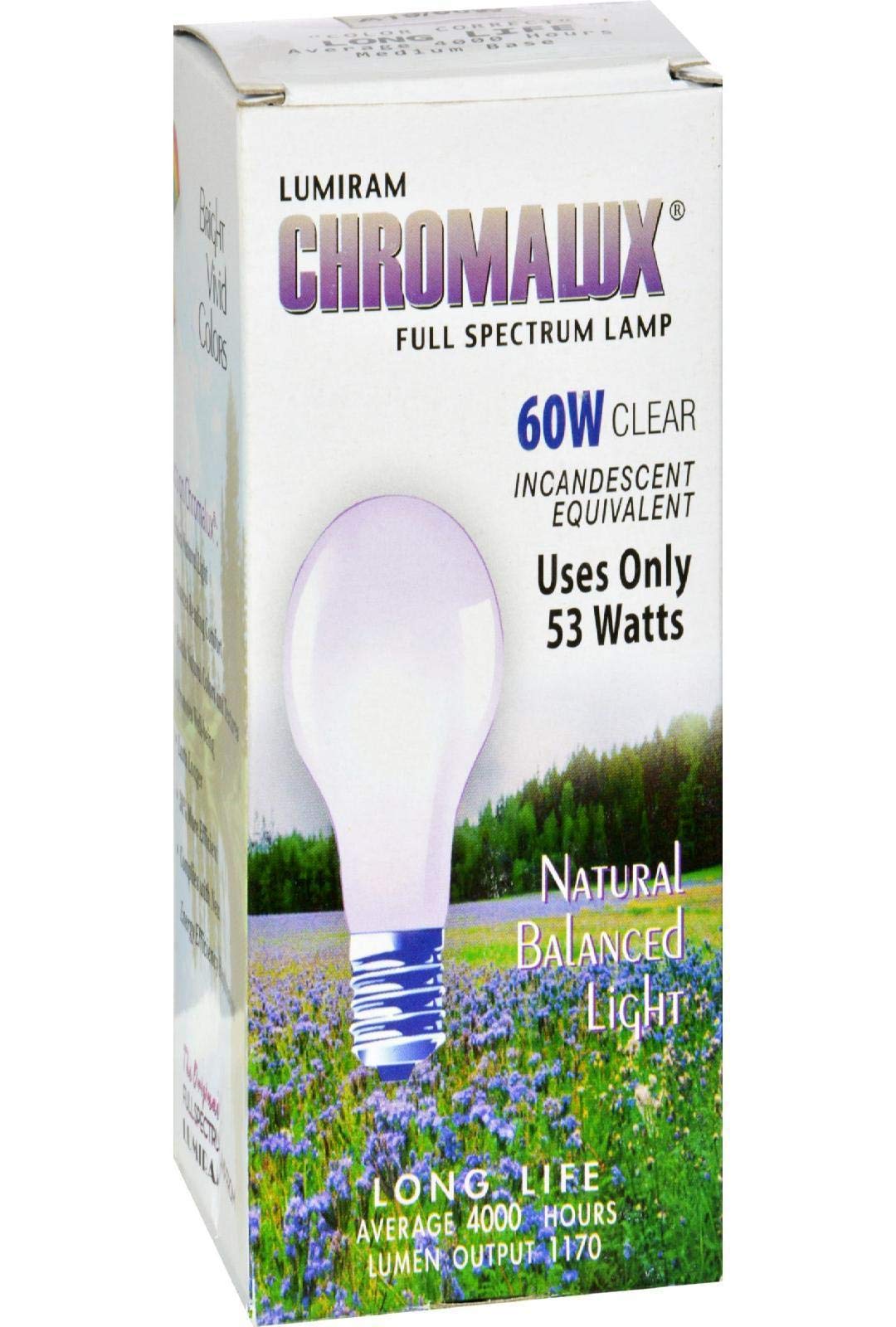 Chromalux, Lumiram Full Spectrum Lamp, A19 60W Clear Bulb