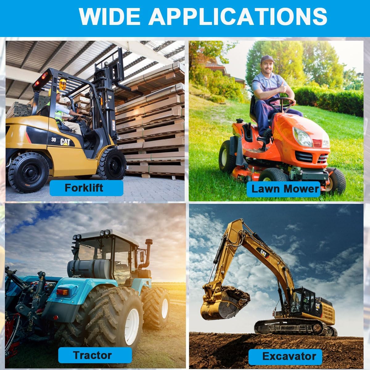 Lawn Mower Seat,Universal Tractor Seatwith Adjustable Backrest,Armrest And Safety Belt, for Forklift,Tractor,Excavator Skid Loader Dozer