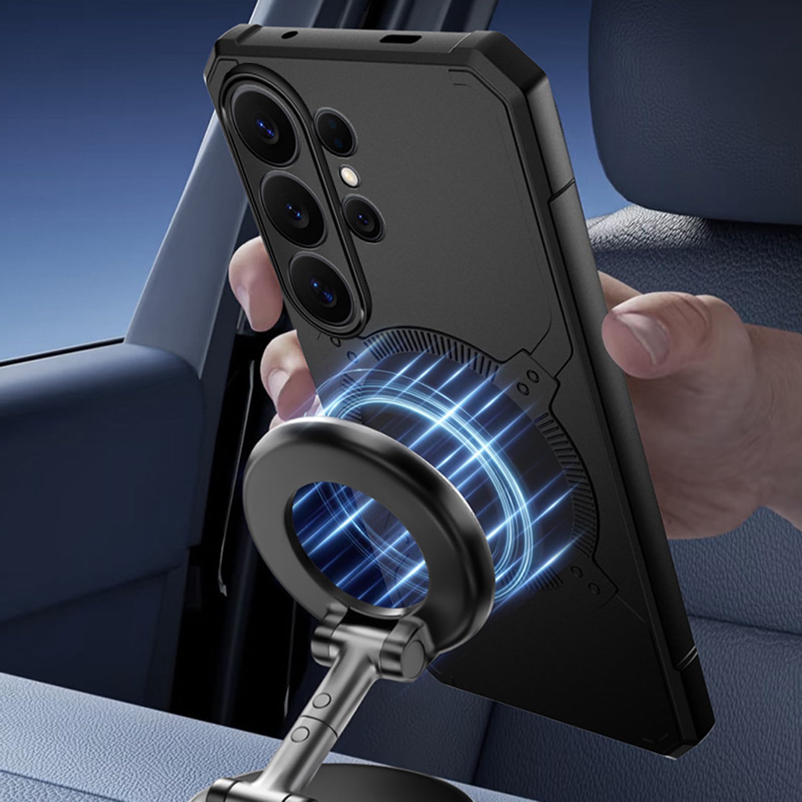 Magnetische Hülle für Samsung Galaxy S26 Ultra, Dünne Wärmeableitung rutschfeste Schutzhülle mit Volls Schutz des Objektivs Handyhülle,Schwarz,S26 Ultra