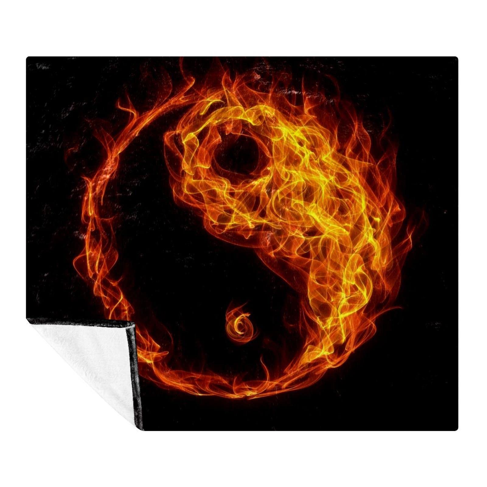 Couverture polaire yin yang douce 150x130 cm pour lit et canapé