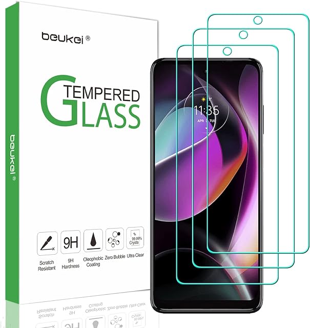beukei (3 Pack) Compatible for Motorola Moto G 5G (2022) [Not Fit for Moto G Stylus 5G] Screen Protector Tempered Glass,Touch Sensitive,Case Friendly, 9H Hardness
