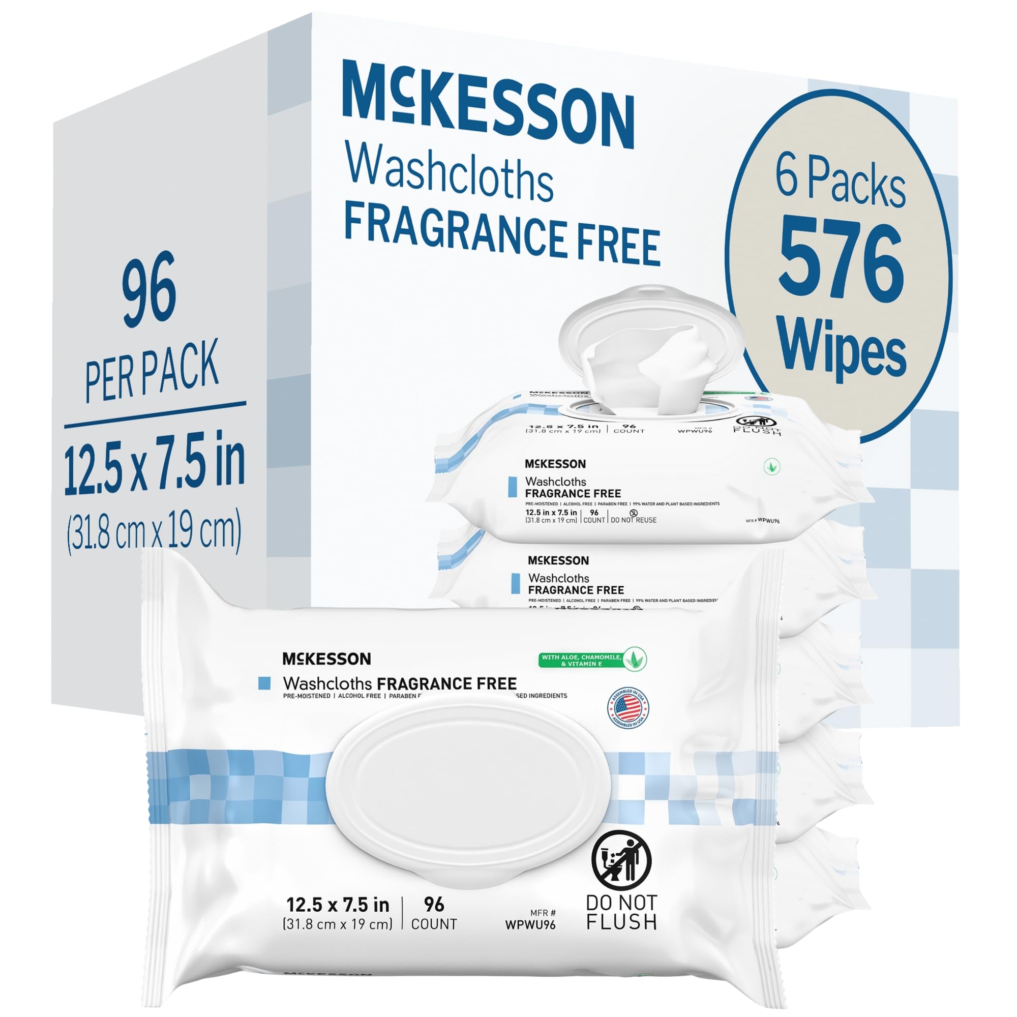 McKesson Washcloth Wipes — Unscented