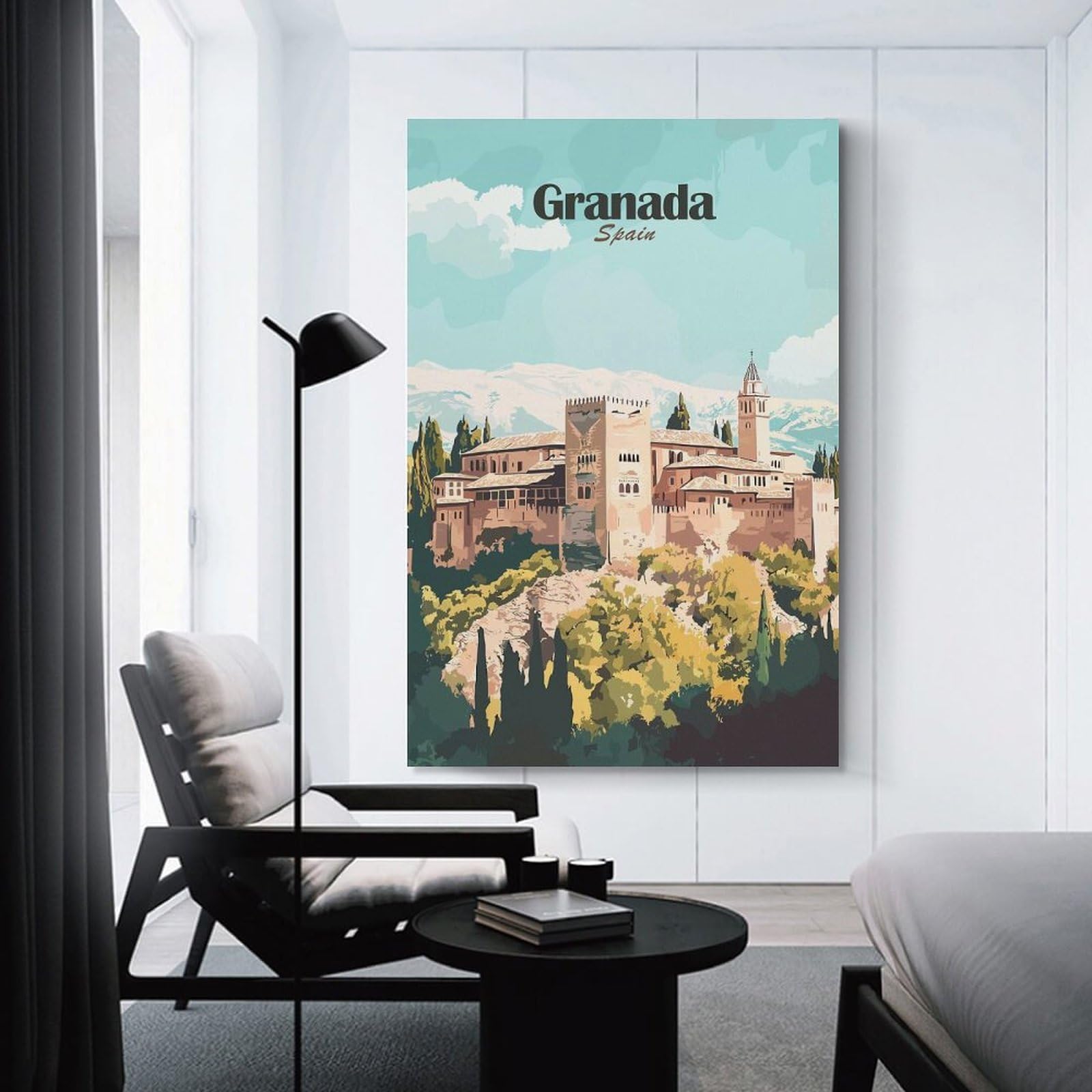 Junmoney Granada Spain Travel Home Decor Wall Art, 20x30inch(50x75cm), for Home, Office, Studio Or Guest Room, An Adaptable Decor Piece for Home Use