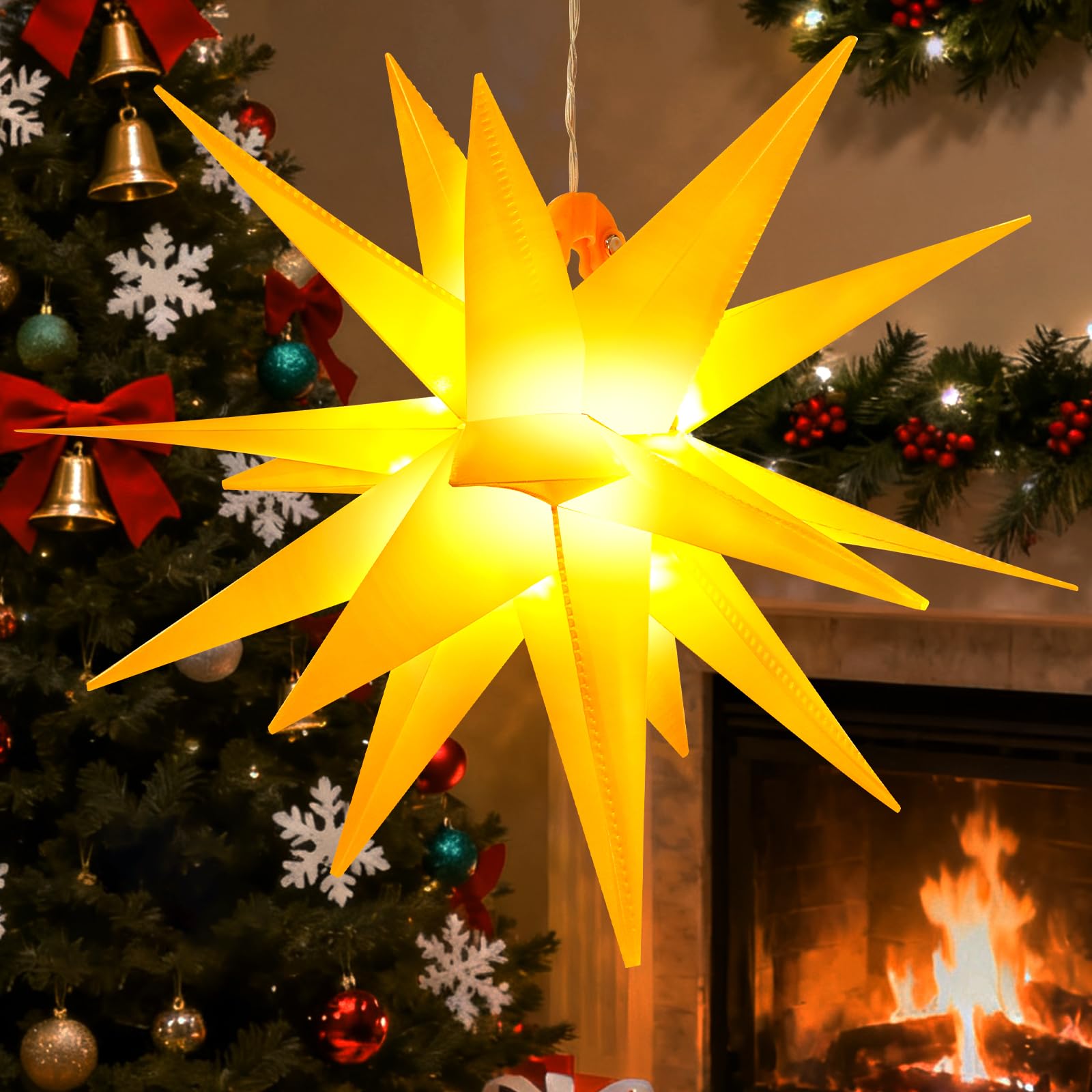Amazon.de: YUYWWAN 3D Weihnachtsstern Beleuchtet, 30 cm Weihnachtssterne  LED, Faltbarer Weihnachtsstern Beleuchteter, Sterne mit Warmweies  LED-Licht, Weihnachtssterne fr Fenster Dekoration, Party (Gelb)