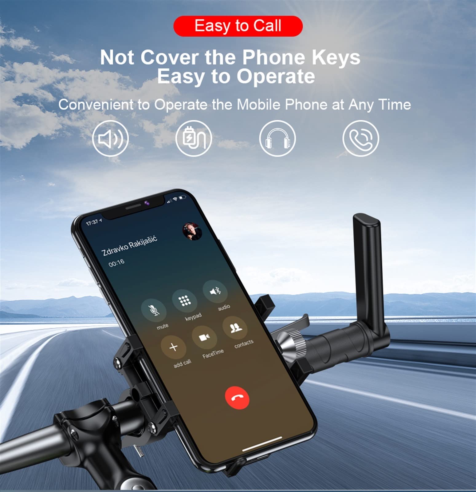 SCOOVY Porta Cellulare Antiurto Supporto per Telefono per Bici da Moto Rotazione A 360 ° Supporto per Smartphone Regolabile Staffa di Navigazione GPS