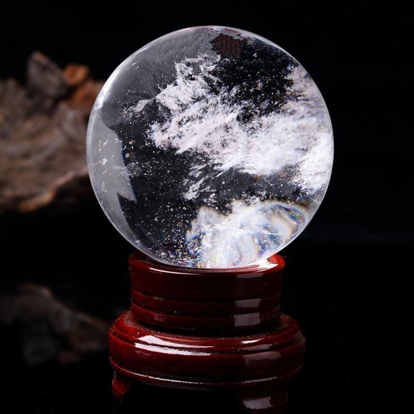 Decoración de Bolas de Cristal Bolas de Cristal de Cuarzo Esfera de Cristal Blanco Fortuna de Mirada de Cristal Transparente Que Dice La Bola de Cristal para La Adivinación,16cm/6.3in