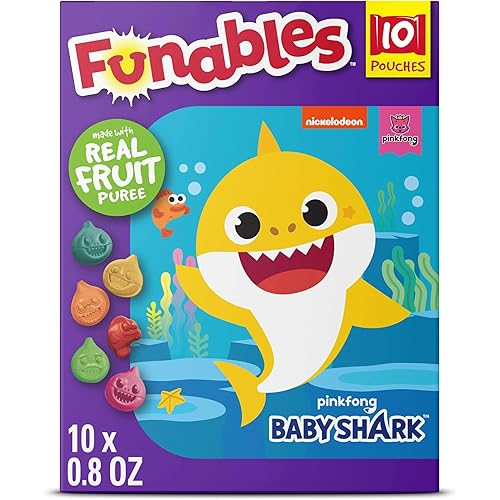 Funables Fruity Snacks, Baby Shark, Assorted Fruit, Flavored Snacks, 0.8 oz 10 ct