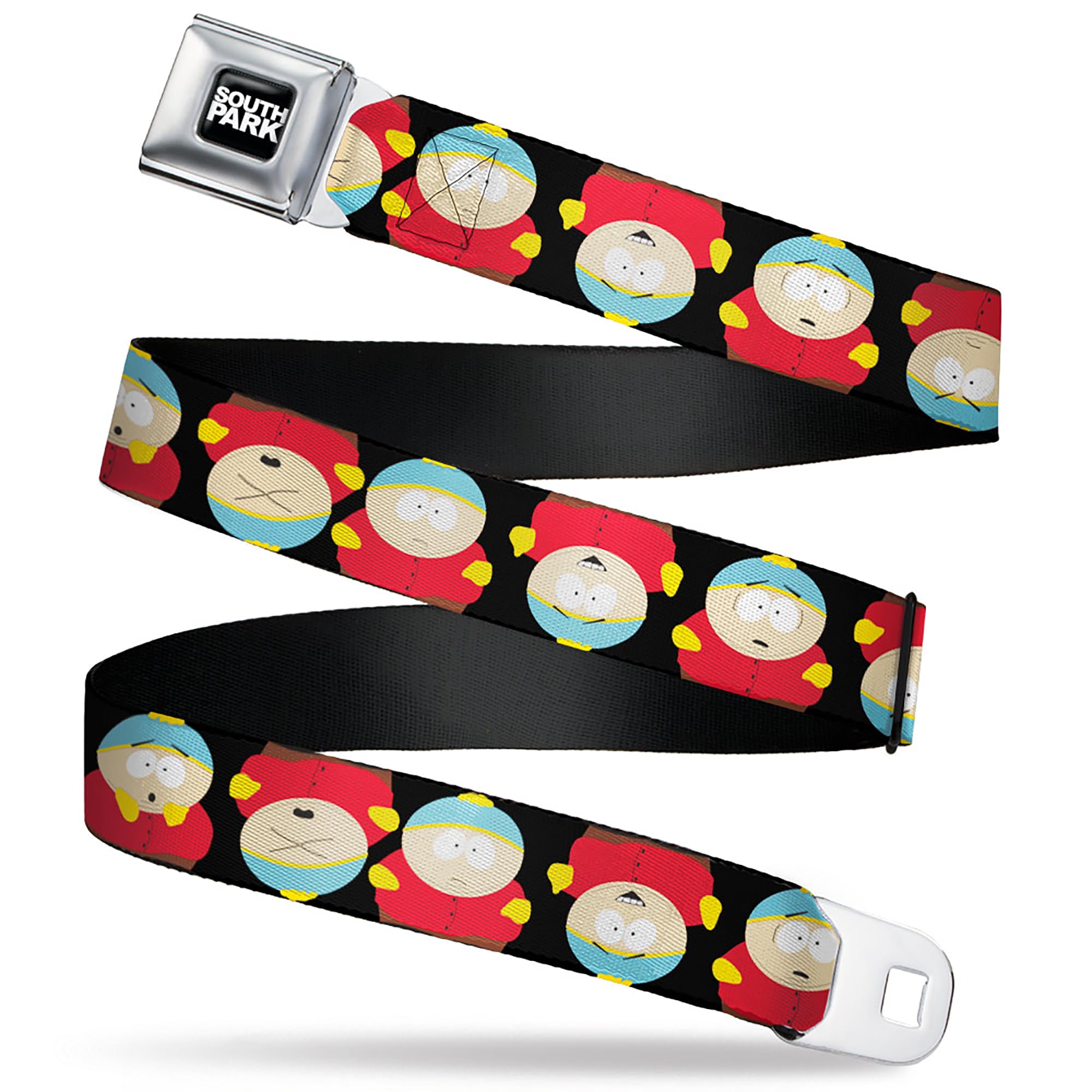 Paramount Network Belt, Seatbelt Buckle Belt, South Park Cartman Flip Poses Black, Youth 20 to 36 Inches