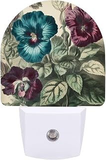 Three Flowers Painting Printed Plug Into The Wall LED Night Light Wall Mounted Night Light Suitable for Bedroom Stairs Hallway
