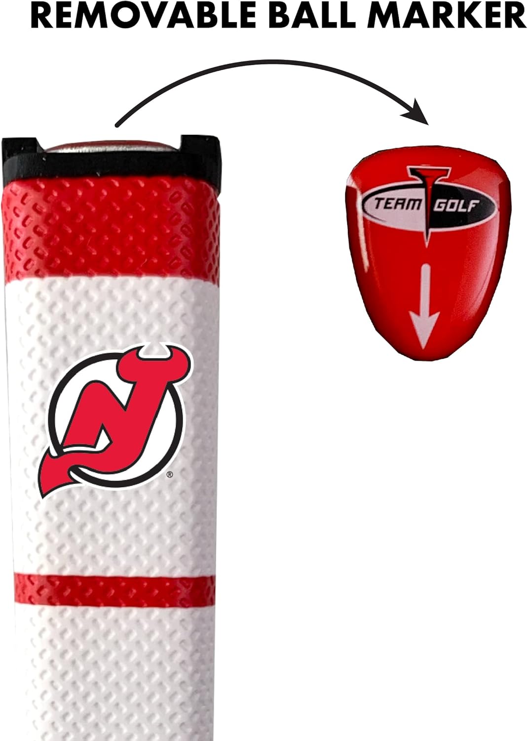 Team Golf NHL NEW Jersey Devils Golf Putter Grip Team Golf NHL Golf Putter Grip (Multi Colored) with Removable Ball Marker, Durable Wide Grip & Easy to Control