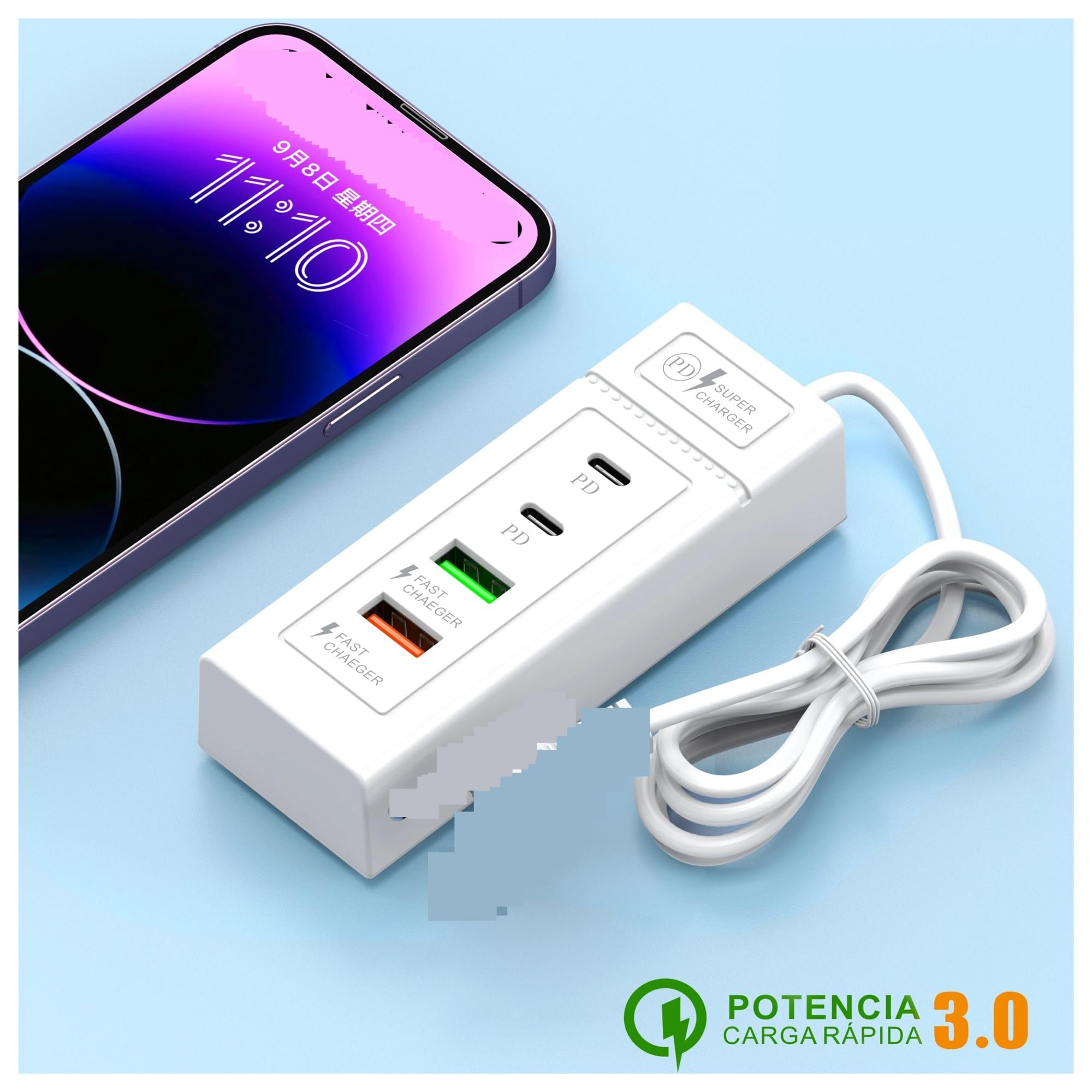 2 Szt. Wiele Portów Stacja Ładująca USB PD Szybka Ładowarka Typu C Ścienna Adapter Gniazdo Zasilania