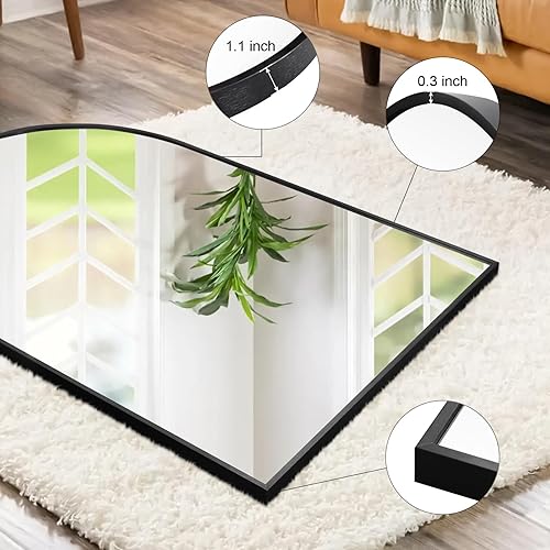 Miniatura 4 de Espejo arqueado de 30 x 40 pulgadas, espejo de baño negro, espejo de pared grande de 30 x 40 pulgadas, espejo de tocador de metal para pared, espejo
