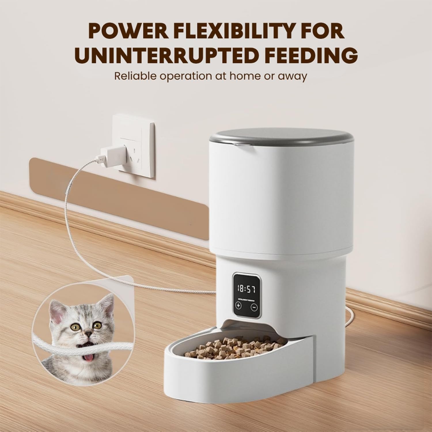 Comedero automático para Mascotas de 4 L: dispensador programable de Comida para Gatos y Perros con Control de porciones, alimentación Dual y Tapa con Cierre de Seguridad.