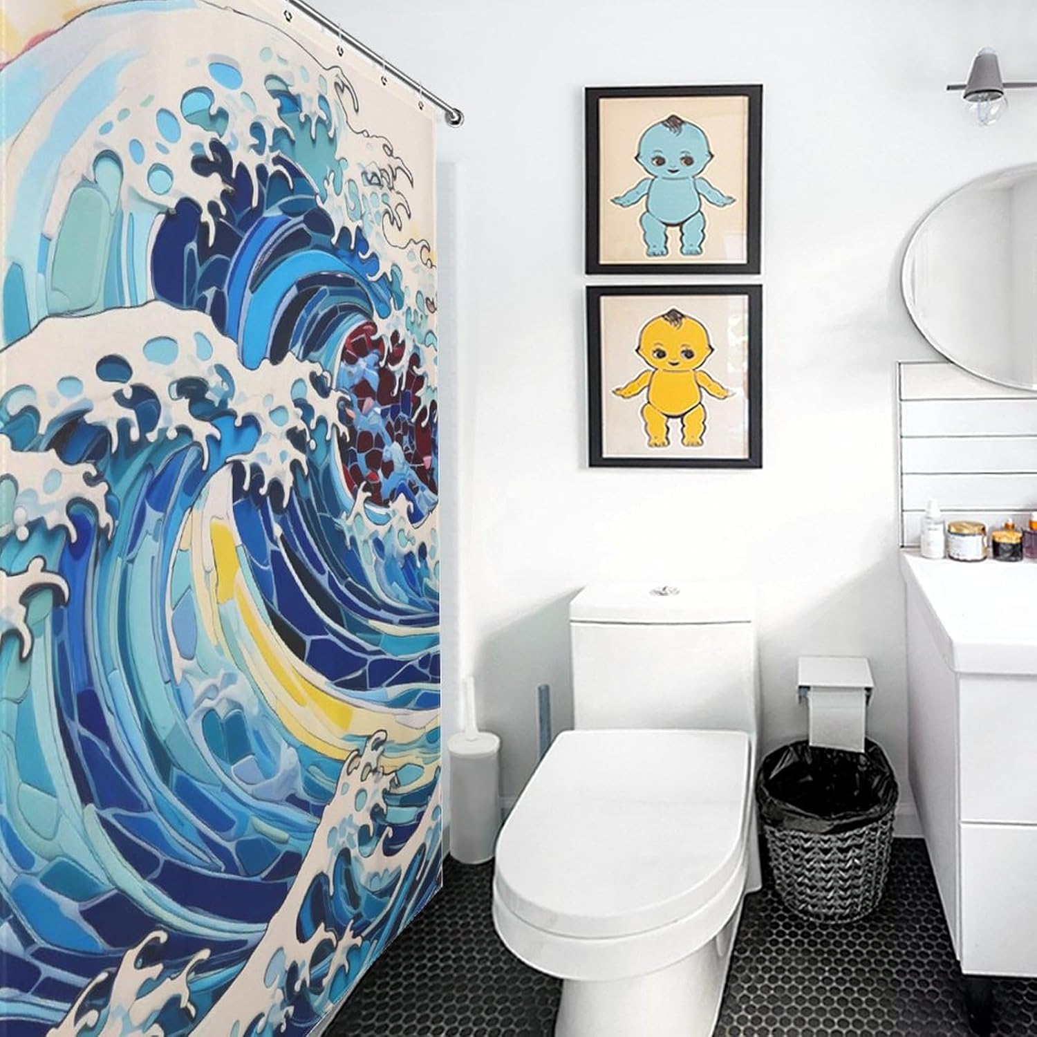 Great Wave Funny Shower Curtains Washable Bath Curtain Liner with Hooks for Bathroom Bath Tubs