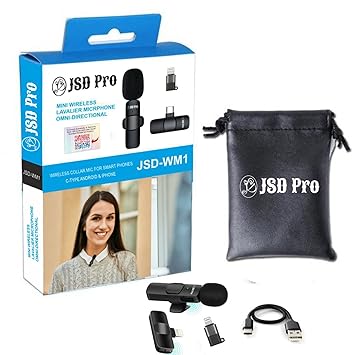 JSD Pro JSD-M1P Mini Wireless Microphone for iphone & C-Type Android Smartphone
