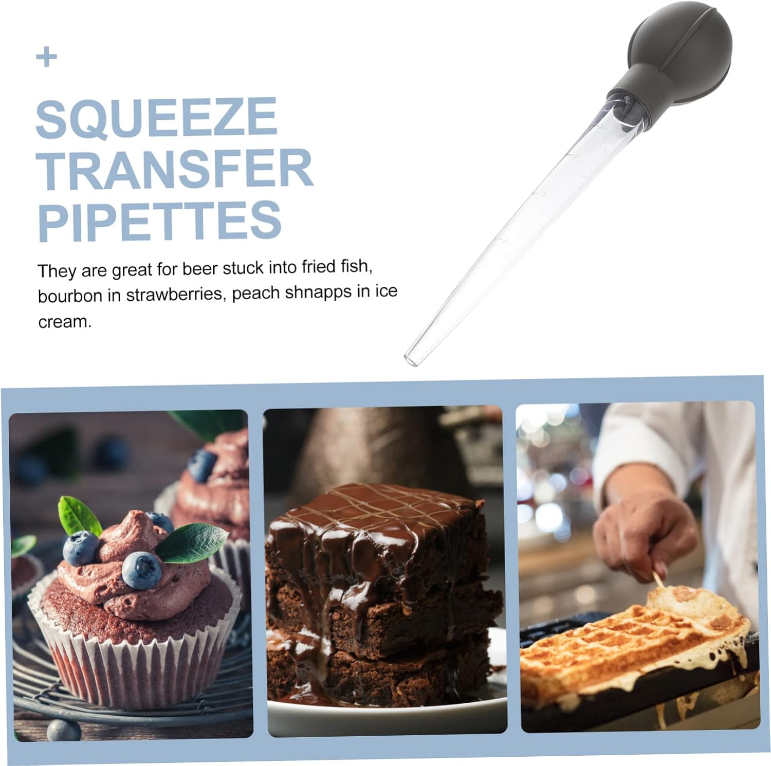 2pcs Large Measuring Pipettes with Scale Dark Grey Plastic Droppers for Kitchen Baking Transfer Liquids and Infusion Versatile Tools for Cupcakes and More