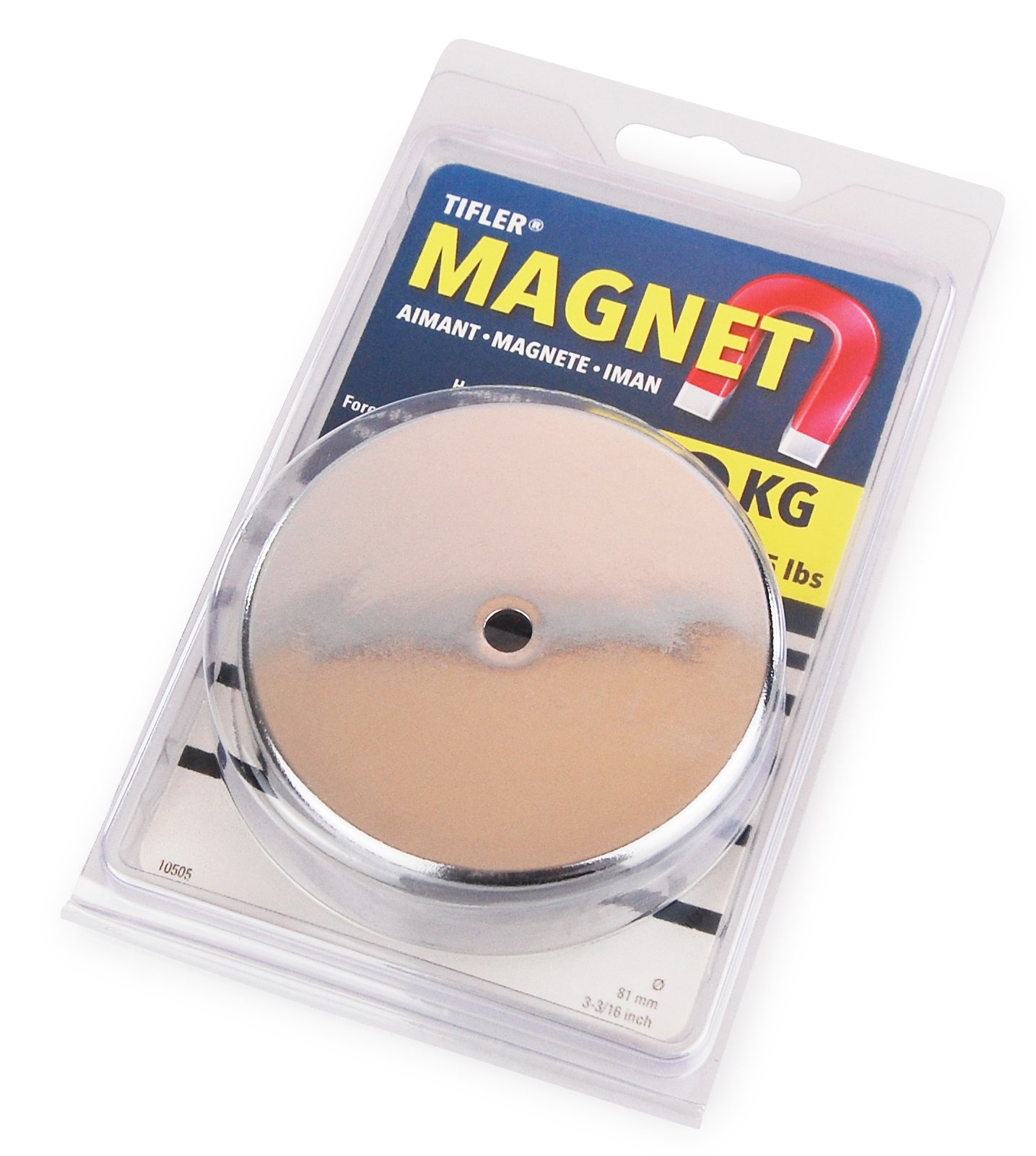 6 x Aimant rond 81 x 10 mm à 43 kg, aimant puissant ronde chromé