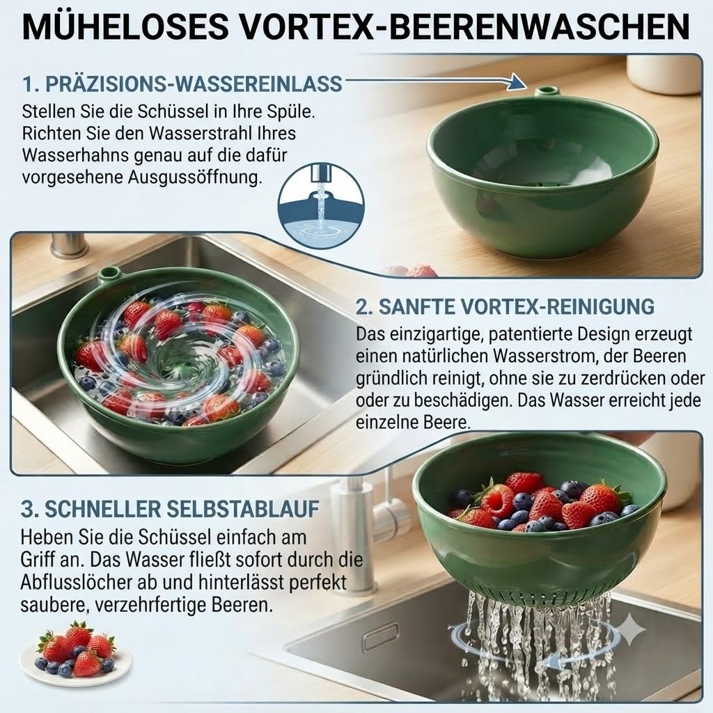 Obst Waschschale Beeren Waschschüssel Ceramic Berry Washing Bowl Fruit Washer Berry Bowl Obst Waschen Schüssel Selbstdrehende For Heidelbeeren Erdbeeren Tomaten Weintrauben， Milk coffee