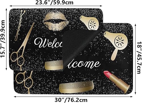 Miniatura 3 de Felpudo de goma antideslizante con estampado brillante para peluquería, para interiores y exteriores, patio, puerta delantera, decoración del hogar,