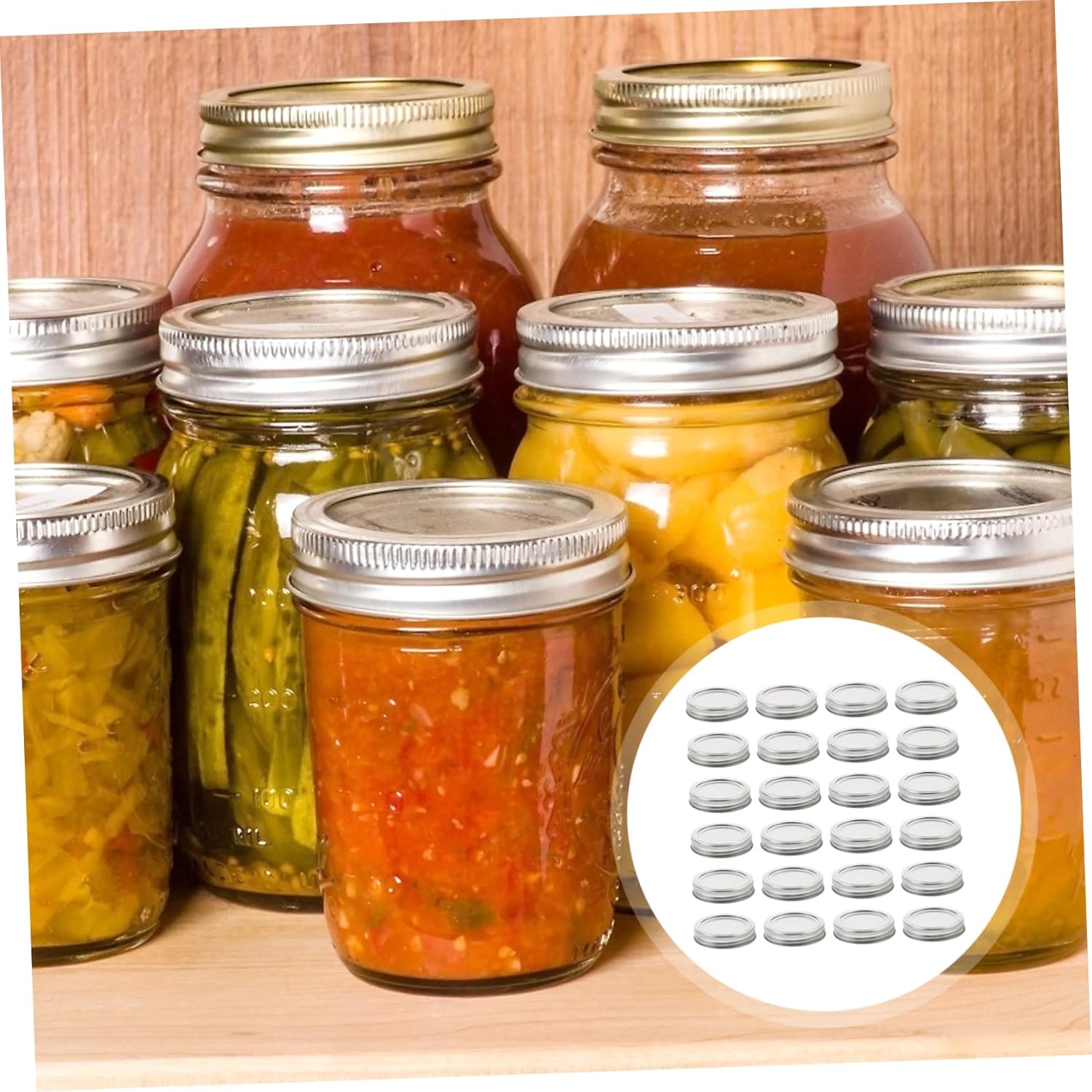 50pcs Split-Type Jar Lids for Mason Jars Sturdy Metal Covers Airtight Seal for Preserving Foods and Beverages for Canning and Storage