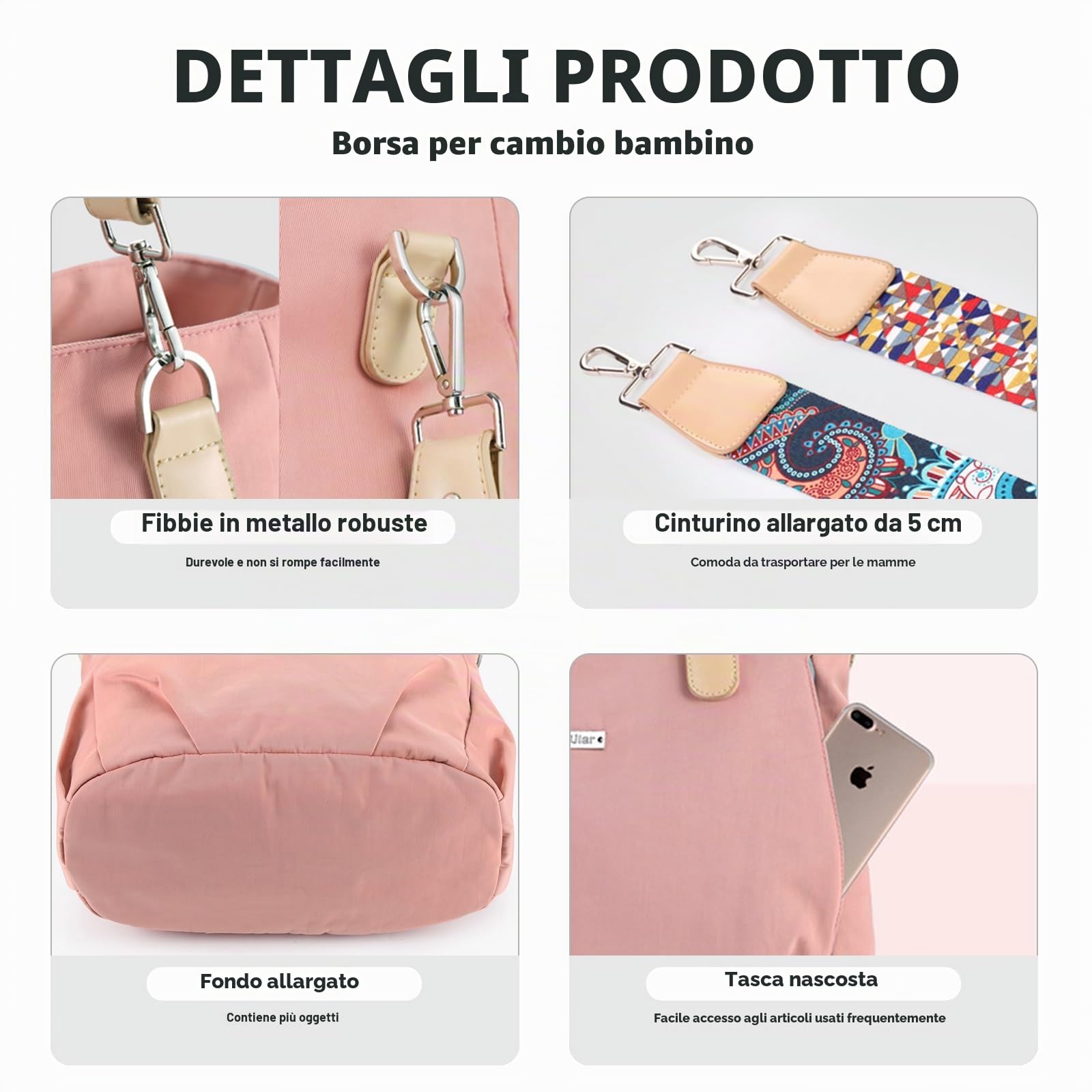 SONARIN Elegante Impermeabile Borsa Fasciatoio per Neonato,Grande Capacità Borsa per il Cambio Borsa a Tracolla Borsa per Pannolini da Viaggio con Ganci per Passeggino & Fasciatoio