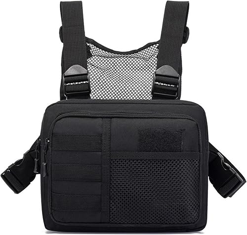 Bolsa de pecho para hombre, resistente al agua, ligera, con bolsillo frontal para teléfono, con bolsillo de malla y almacenamiento adicional para